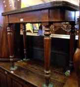 A 19th Century Mahogany Fold Top Tea Table of rectangular form with rounded front corners and reeded
