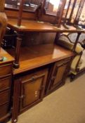 A 19th Century Mahogany Buffet, central arched pediment with finial above over an open shelf and