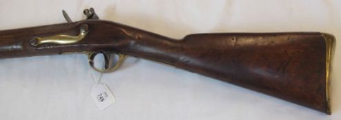 Vintage Flintlock Rifle by Barnett, 28” barrel with ramrod, 43” overall
