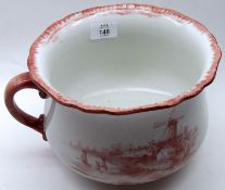A Doulton Burslem “Norfolk” pattern Chamber Pot, unusually decorated in puce, 5 ½” high