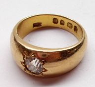 A Gents early 20th Century hallmarked 18ct Gold Ring set with a single old cut Diamond (approx ½ ct)