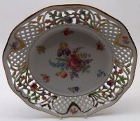 A 20th Century Schumann Decorative Wall Plate, with pierced border, decorated with various floral