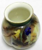 A Royal Worcester small Squat Vase, decorated with sprays of spring flowers, numbered to the base
