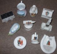 A collection of nine pieces of various assorted Crested Novelty China Wares, to include Blackpool