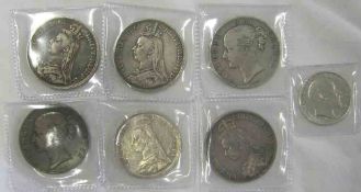 Packet: UK Queen Victoria Crowns, 1846, 1847, 1889, 1890, 1891 + 1889 Double Florin and Edward VII