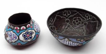 Two Enamelled Bowls, one of tapering circular form, the other of spreading circular form, each