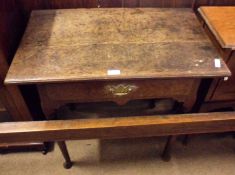 A late 18th Century Oak Side Table, plain rectangular top with moulded edge and single frieze