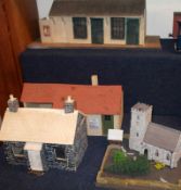 Four scratch-built Model Railway Buildings, to include Ticket Office, Waiting Room, Church and