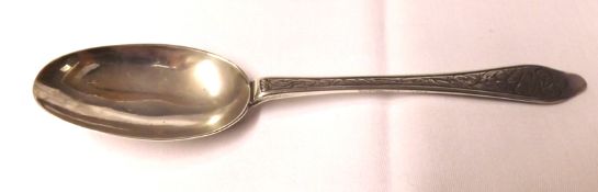 An interesting early 18th Century Tablespoon, Rattail and Dog Nose pattern, the handle with