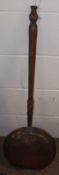 A Victorian Copper Warming Pan with oak handle, 38” long