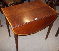 A 19th Century Mahogany Pembroke Table, with ebonised and boxwood strung and satinwood crossbanded