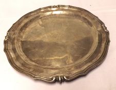 A large and heavy 20th Century Mexican white metal Salver of shaped circular design with moulded and
