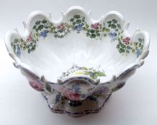 A Nove early 19th Century floral decorated Monteith, decorated with floral sprays, heavily restored,