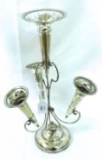 An early 20th Century Electroplated Epergne with four detachable trumpets, plain circular foot (
