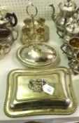 A group comprising: a late Victorian Electroplated Entrée Dish and Lid with gadrooned decoration,
