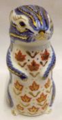A Royal Crown Derby Paperweight, modelled as a chipmunk, decorated in Imari type colours, (lacks