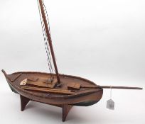 An early 20th Century scratch-built Model of a Wherry type Boat, polished wooden construction with