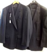 A Navy Blue chalk stripe Vintage Gentleman’s Suit bearing label Dunn & Co comprising of: Jacket