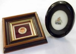A framed oval Porcelain Plaque, decorated with bust of Queen Victoria, probably by Doulton & Co,