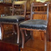 A set of six 19th Century Mahogany Bar Back Dining Chairs, plain rexine upholstered seats and