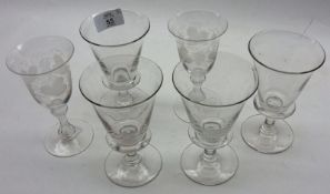 A group of six assorted 19th Century Clear Glass small Rummers and Wine Glasses, to include a pair