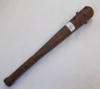 Great War period Iron Studded Trench Club, 16”, turned wood handle