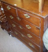 A 19th Century Oak Chest with moulded edge over two short and three full width drawers on bracket