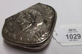 A George II Snuff Box, of shaped form, the hinged cover with central panel depicting a bird