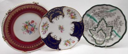 A late 19th Century Coalport Side Plate, decorated with floral sprays and gilt highlights;