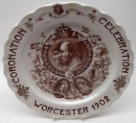 A Royal Worcester Coronation Celebration 1902 Plate, decorated with Edward VII and Alexandra plus