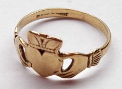 A small hallmarked 9ct Gold “Claddagh” Ring