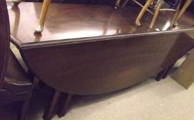 A good quality reproduction Mahogany Large Wake or Drop Leaf Table, two heavy demi-lune drop flaps