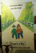 A large Vintage Adverting Hoarding for Start-Rite, decorated with two children walking hand in