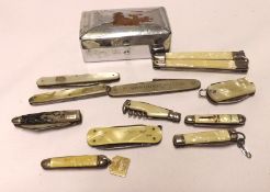 A collection of eleven assorted Vintage and later Folding Penknives, with mainly Mother-of-Pearl