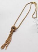 A hallmarked 9ct Gold rope twist Neck Chain with tassel drop, weighing approximately 8 gm