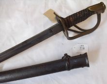 American Civil War Period Model 1860 Cavalry Sword, 34” blade by Henry Boker Solingen, wire bound