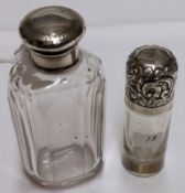 A Mixed Lot comprising: A late 19th Century/early 20th Century facetted clear glass Scent Bottle