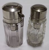 A George V facetted glass Scent Atomiser of cylindrical from with screw-on lid, 4 ¼” tall,