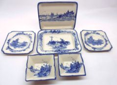 Six Pieces of Royal Doulton “Norfolk” pattern China Wares, comprising two 4” Square Bowls and two 7”