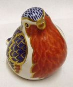 A Royal Crown Derby Paperweight, modelled as a robin, decorated in blue, gold and red, fitted with