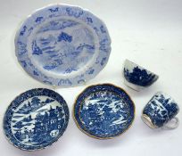 A Mixed Lot comprising 19th Century Willow pattern Tea Bowl and Saucer, a further similarly