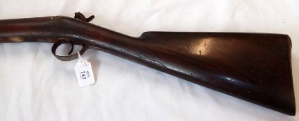 Vintage Percussion Rifle, lockplate marked “J Randall”, 31 ½” rusted barrel with ramrod, 48”