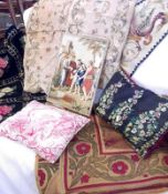 A quantity of mostly 19th Century Tapestry and Needlepoint Panels, various fabrics etc