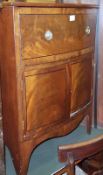 A 19th Century Mahogany Bow Fronted Commode Chest, with frieze drawer over cupboard on bracket feet,