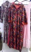 Four 1970s Ladies Maxi Dresses, to include a Viyella Dressing Robe