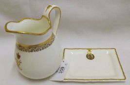A Cauldon Limited small rectangular Pin Tray with gilt decoration; together with a further