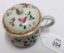 A Samson Small Covered Cup, decorated with coloured floral sprays, 3” high
