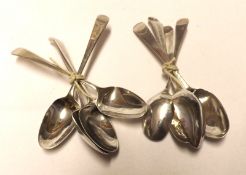 A set of four early Georgian base marked Teaspoons, maker TW; and four other Georgian Teaspoons (8)