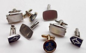 A Mixed Lot: two pairs of Masonic Cufflinks and two further pairs (8)