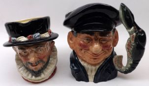 Two large Royal Doulton Character Jugs: “Lobster Man”, D6617 and “Beefeaters” copyright 1946, the